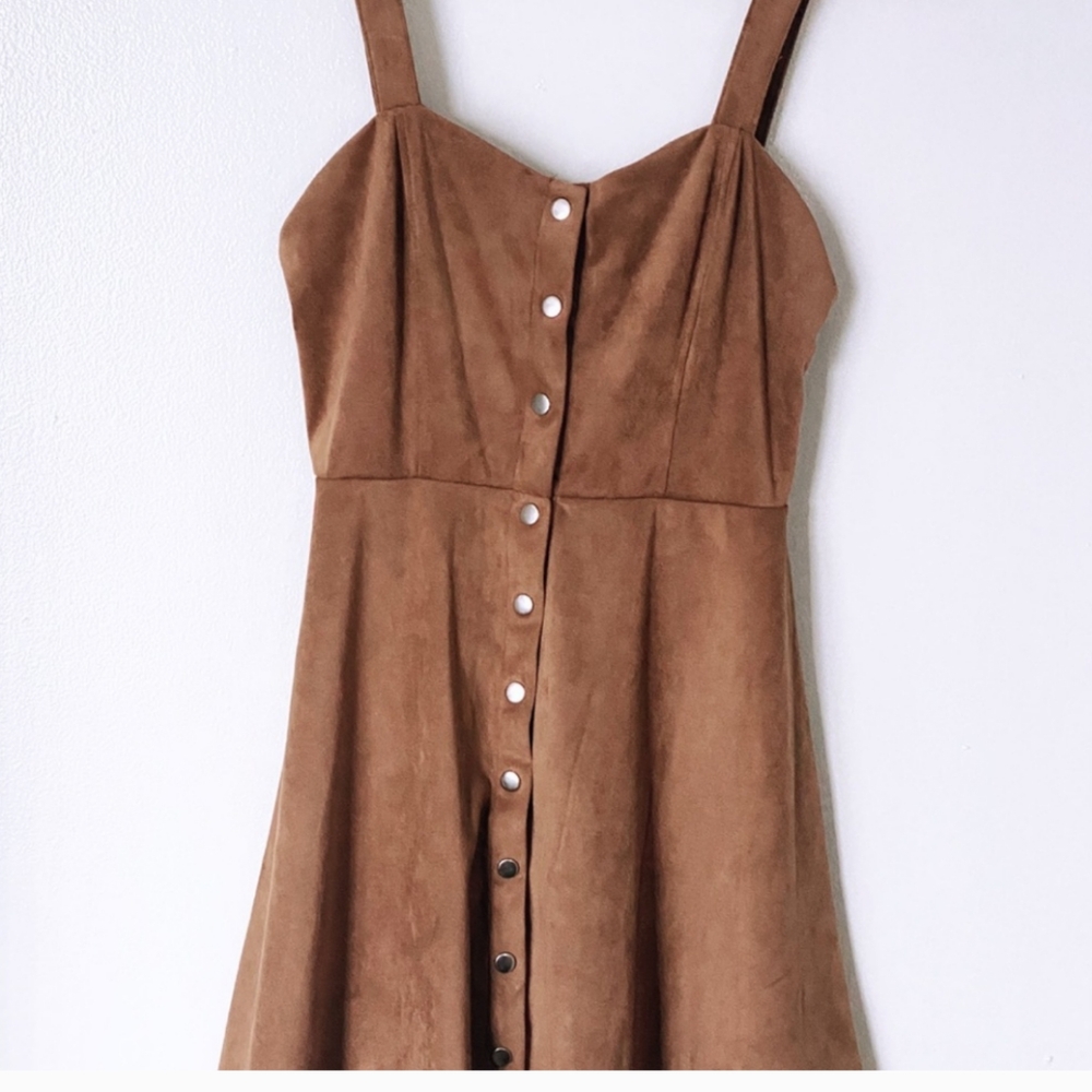 Forever 21 Brown Suede Button up Dress